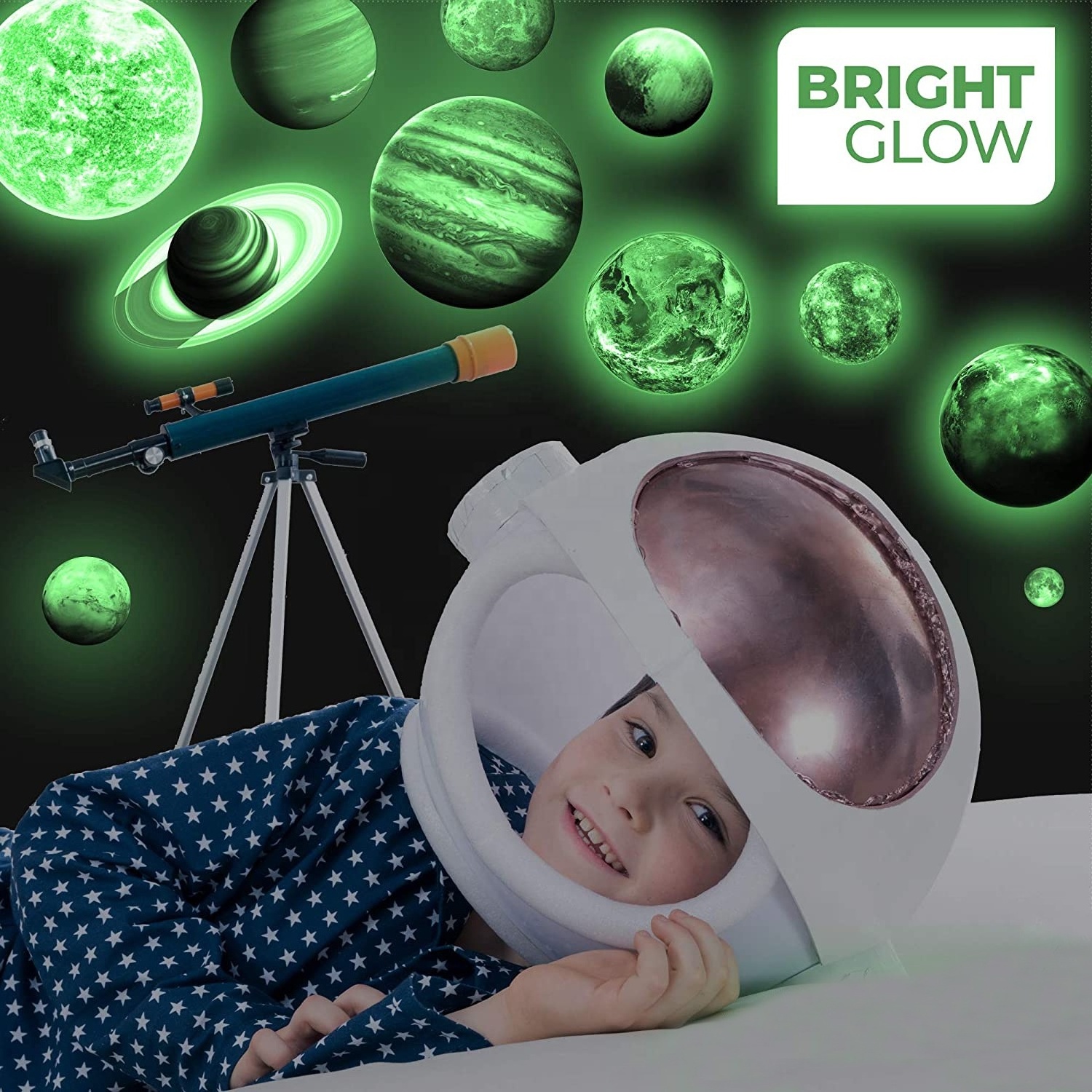 Glow in The Dark Planets Stickers Sun Earth Mars Glowing Ceiling Decals for Bedroom Room Vinyl Wall Stickers 3D for Kids