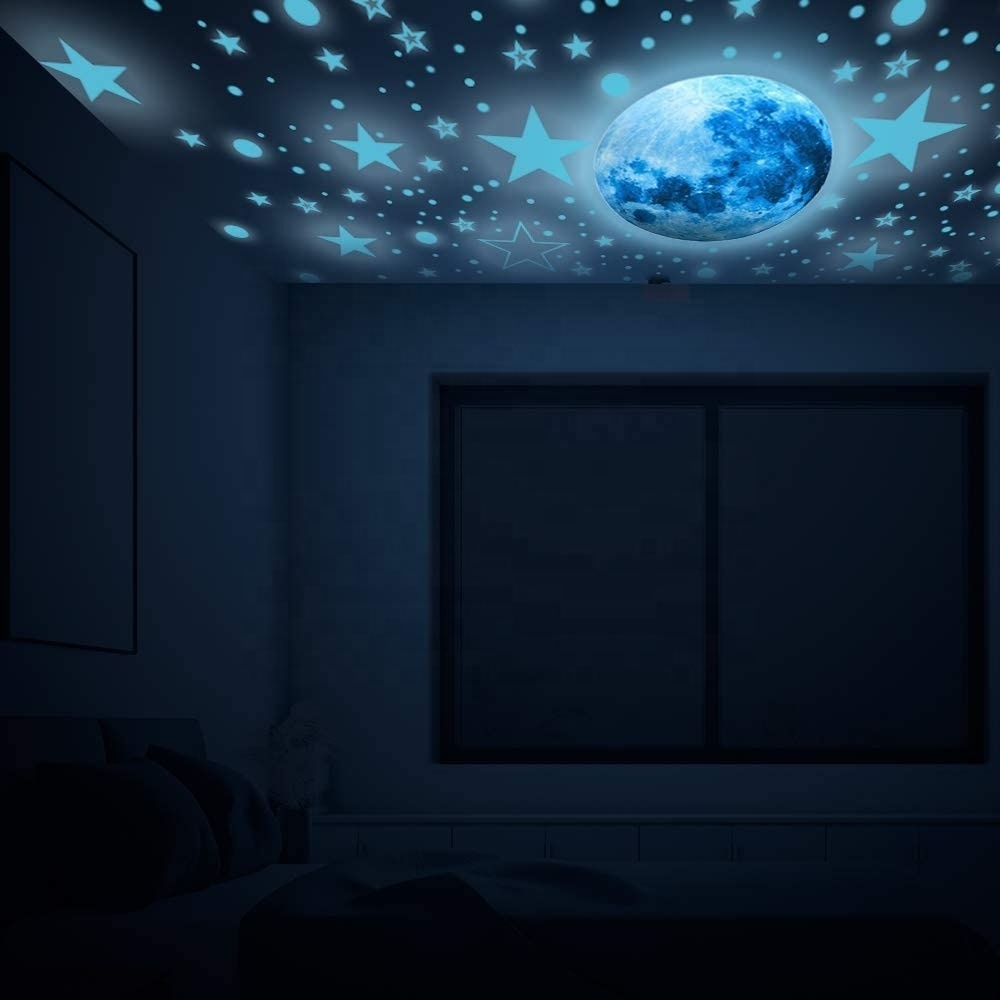 Glow in the Dark Stars Moon Wall Decals Glowing Stickers Custom Decoration Sticker for Kids Bedroom Living