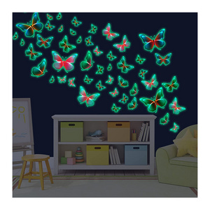 MyWay 50 Pcs Glow in The Dark Vivid Realistic Beautiful Butterflies Luminous Decor Stickers Wall Sticker for Kids Bedroom Gift