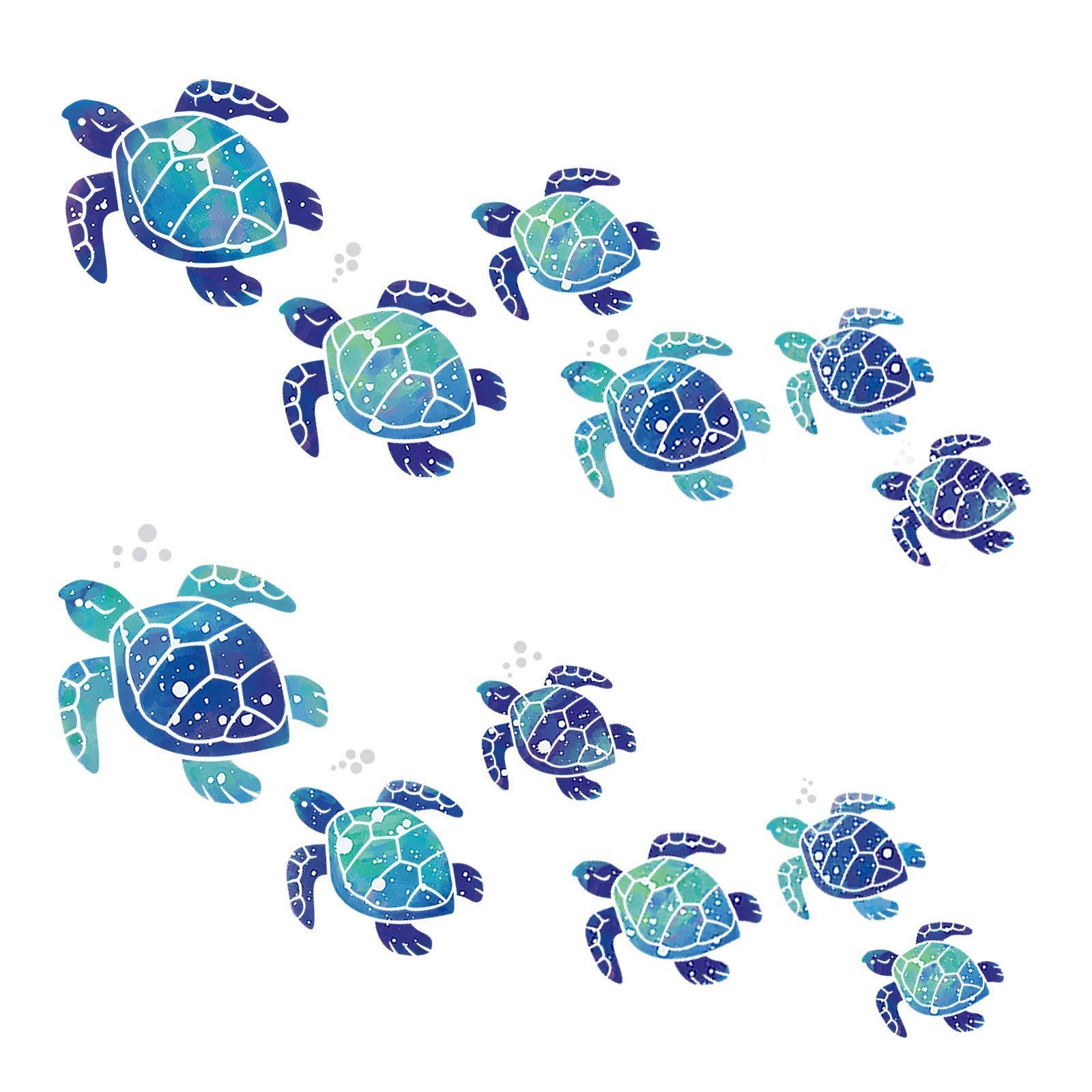 Sea Turtle Wall Decals Ocean Turtle Vinyl Stickers Underwater Bathroom Decals Waterproof Stickers For Bathroom