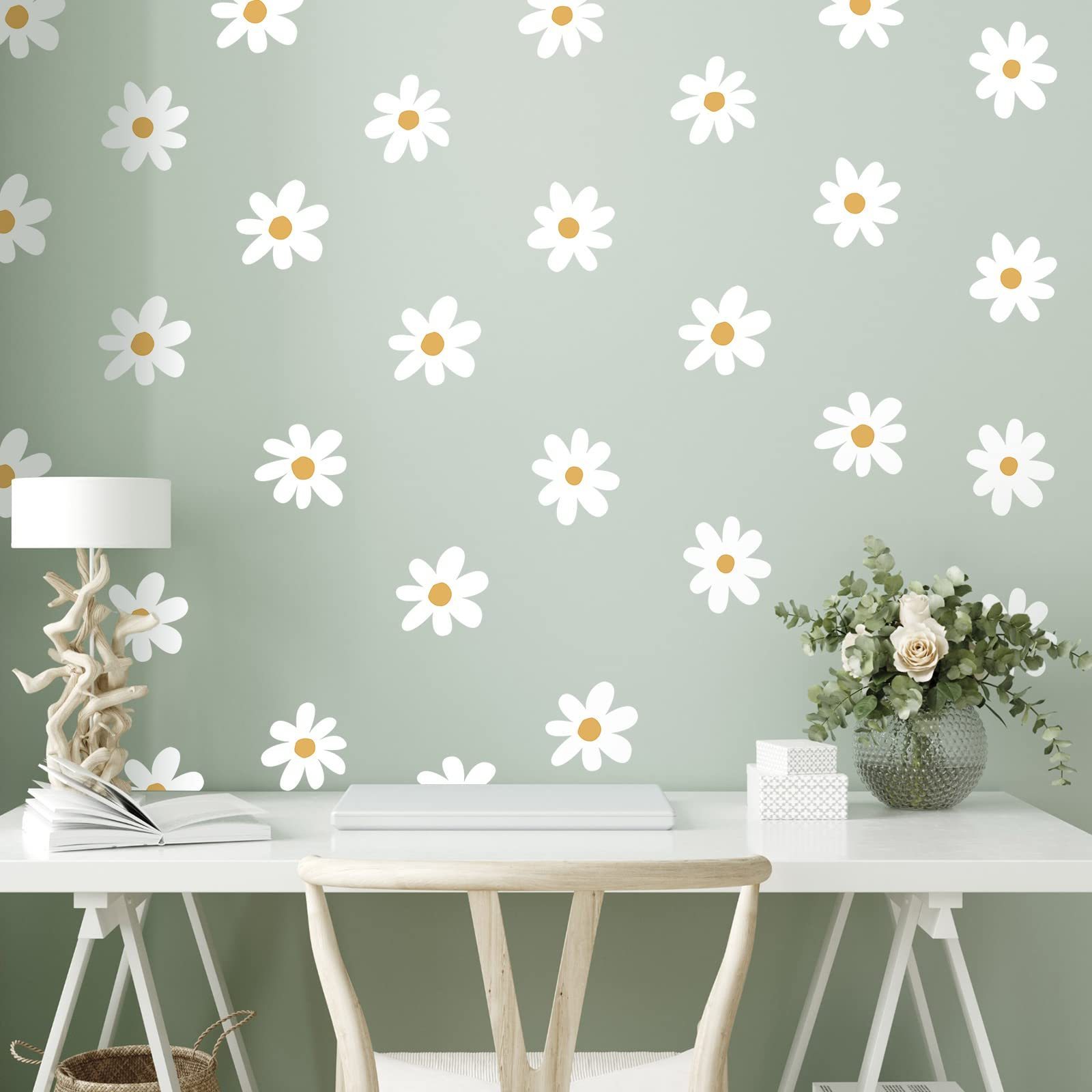 Vinyl Wall Decals Daisy Floral Peel And Stick Stickers For Kids Nursery Wall Art Bedroom Living Room Home Decoration