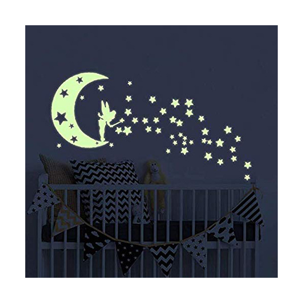 Moon Glow in The Dark Wall Stickers Vinyl Luminous Wall Decals for Nursery Kid's Room DIY Home Decor Mural Decoration