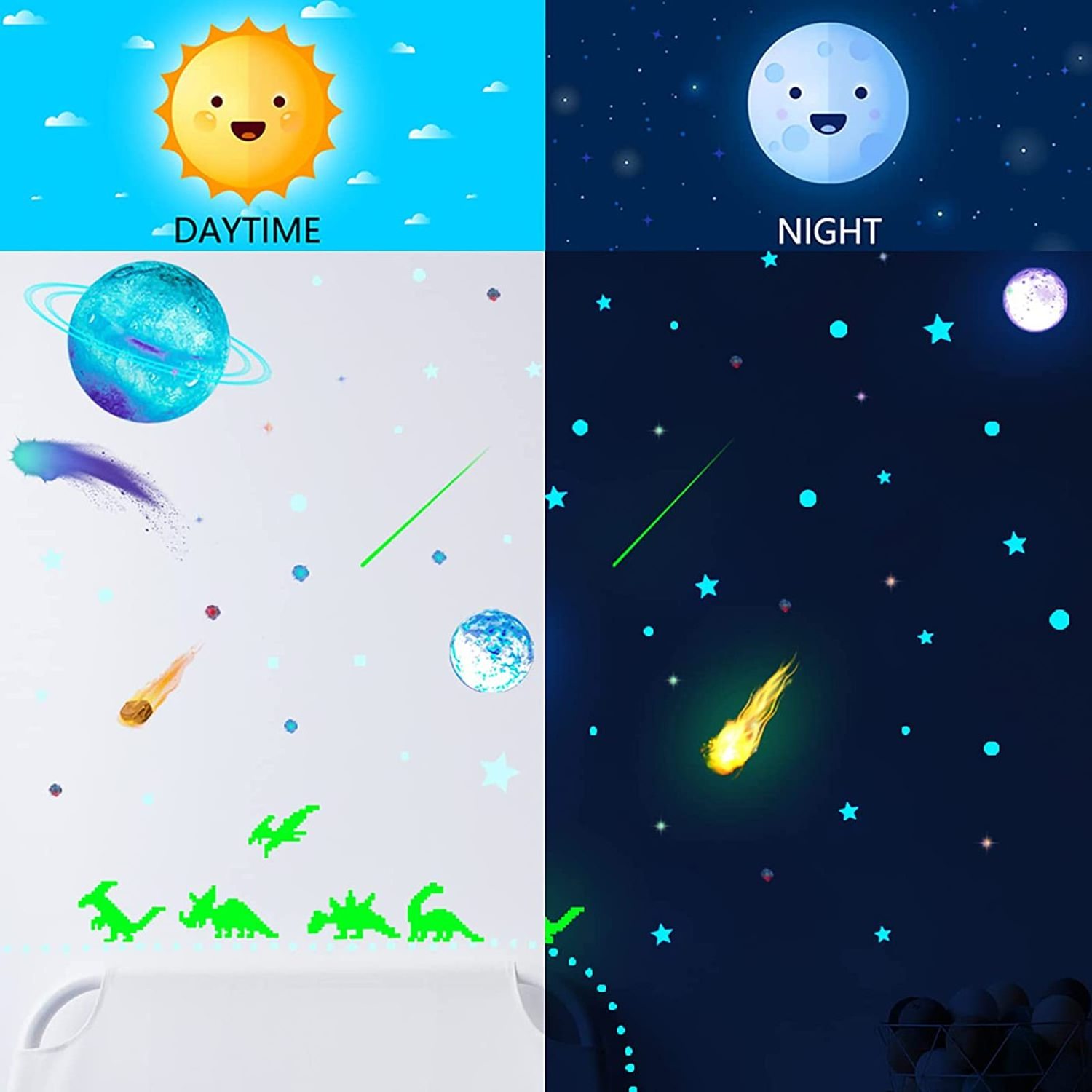 Myway Custom Creative Decoration Accessory Night Glowing Stickers Planets Stars Ceiling Wall Decors Glow Sticker