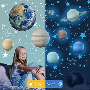 Myway Glow in the Dark stickers with Stars planet Wall Decals Custom Decoration Stickers