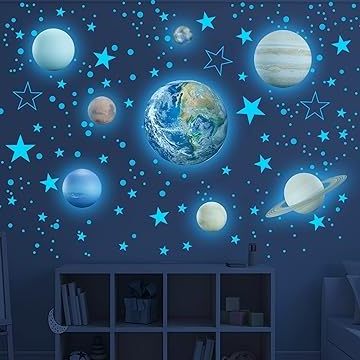 Myway Glow in the Dark stickers with Stars planet Wall Decals Custom Decoration Stickers