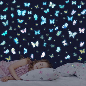 Removable self-Adhesive Custom Wall Decor Glow in The Dark Butterfly Wall Decals Glowing Luminous Butterfly Wall Stickers