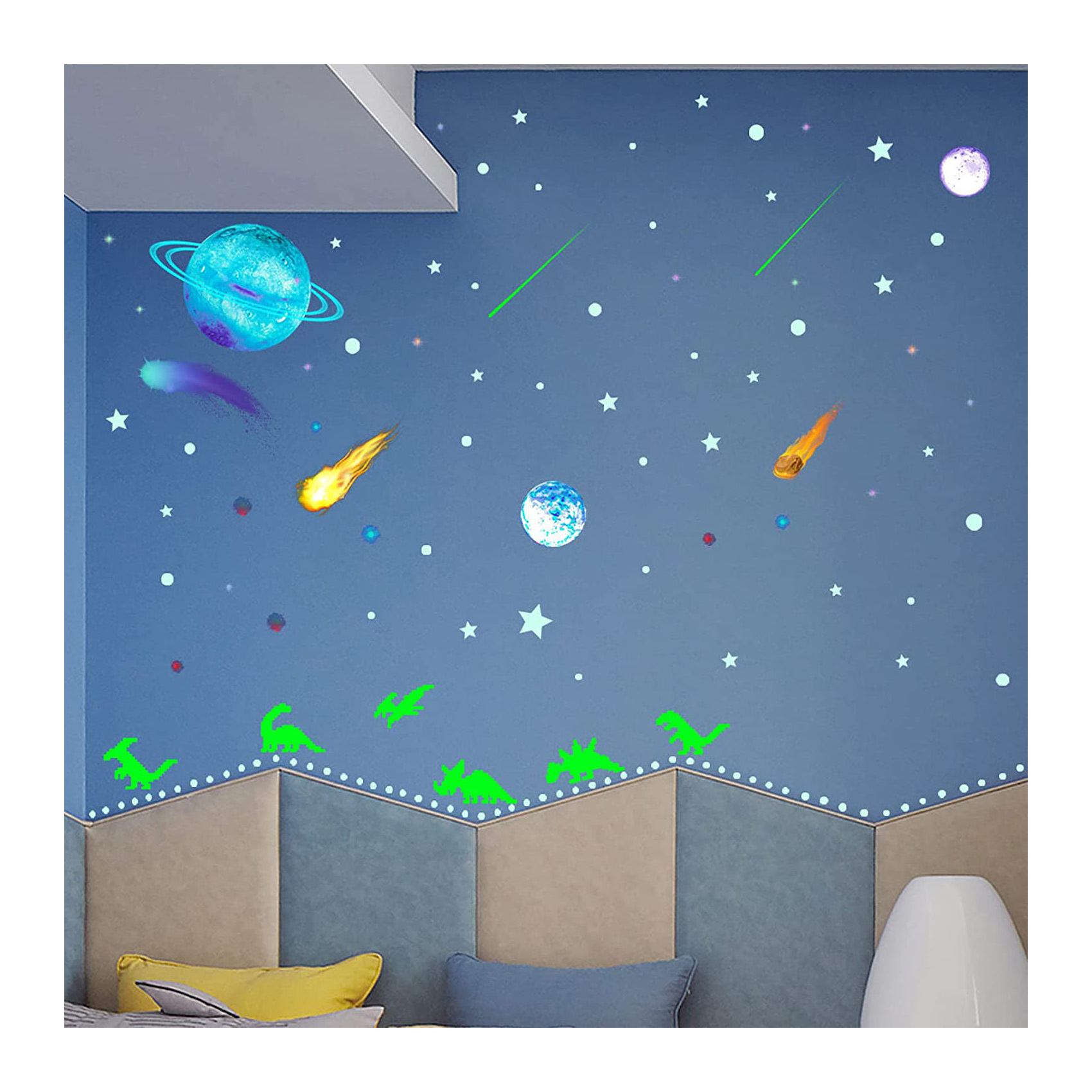 Myway Custom Creative Decoration Accessory Night Glowing Stickers Planets Stars Ceiling Wall Decors Glow Sticker