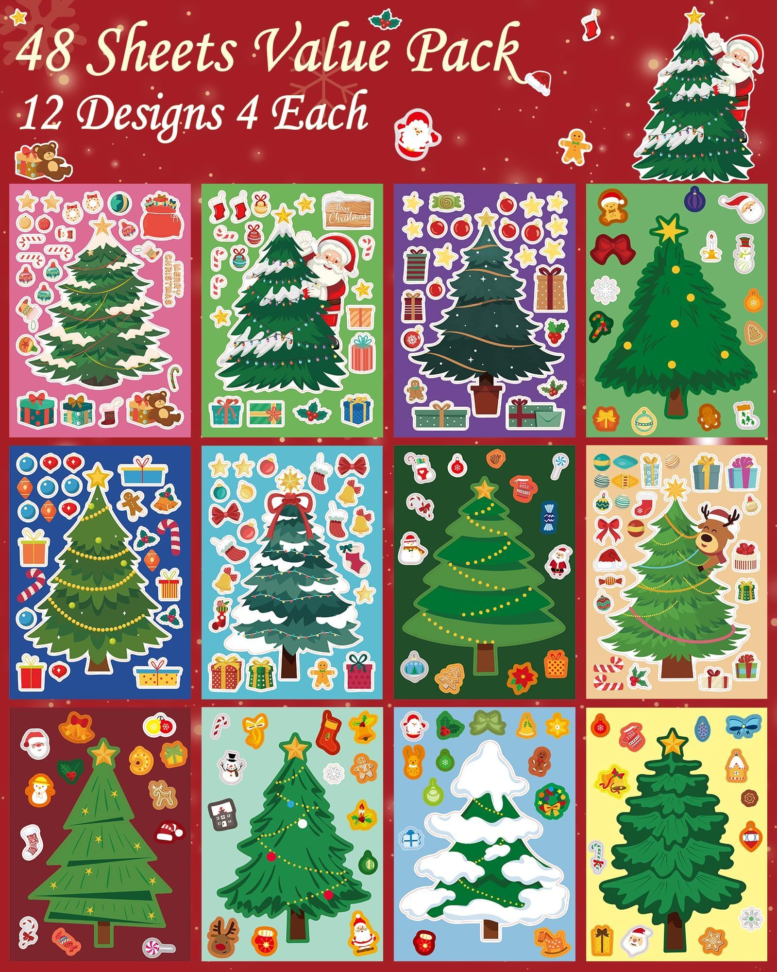 Customized Make Your Own Christmas Tree Stickers, Christmas art and crafts gift for kids