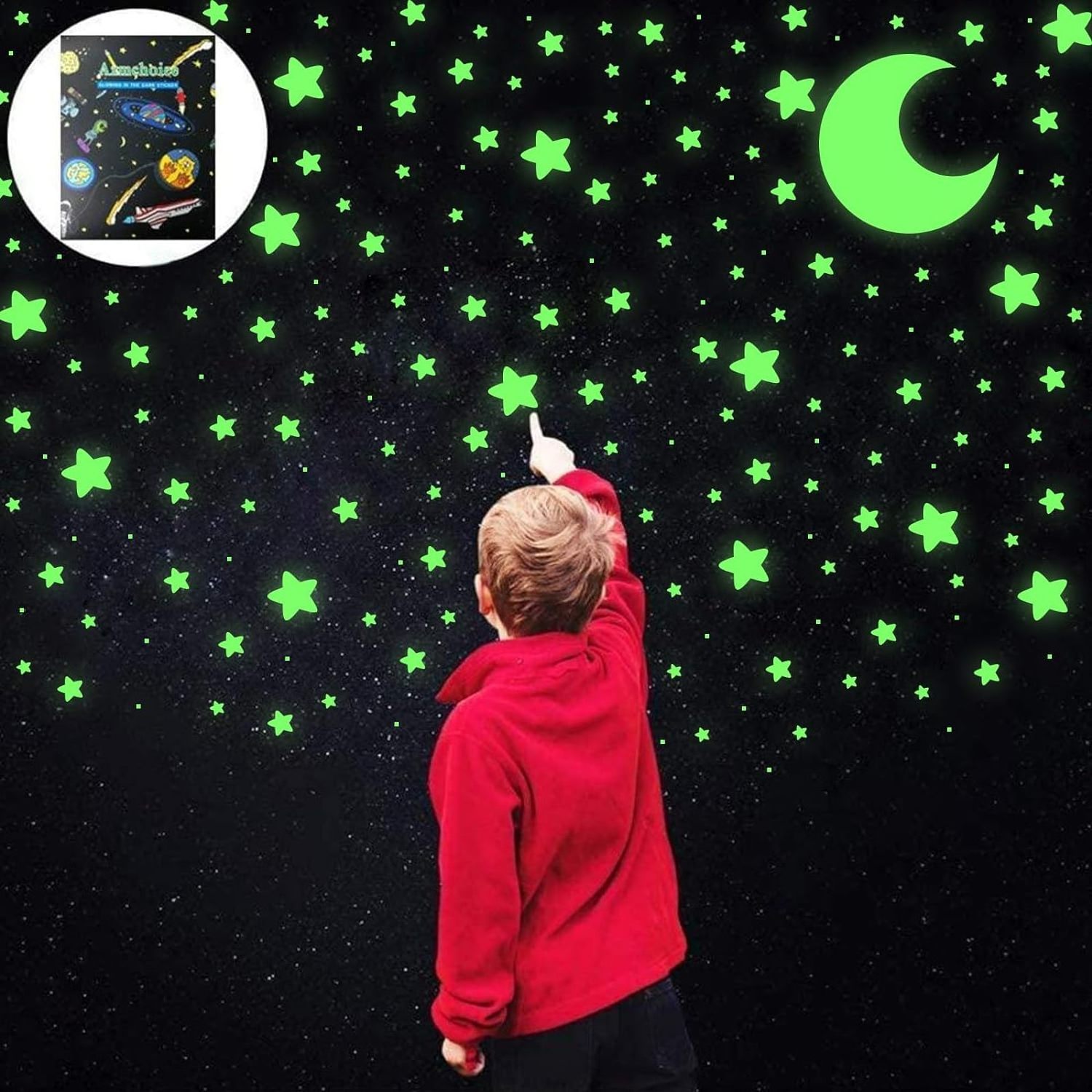 Myway 456Pcs Glow in The Dark Moon Decals Home Decoration Stars Shining Decoration Glowing Ceiling Wall Stickers