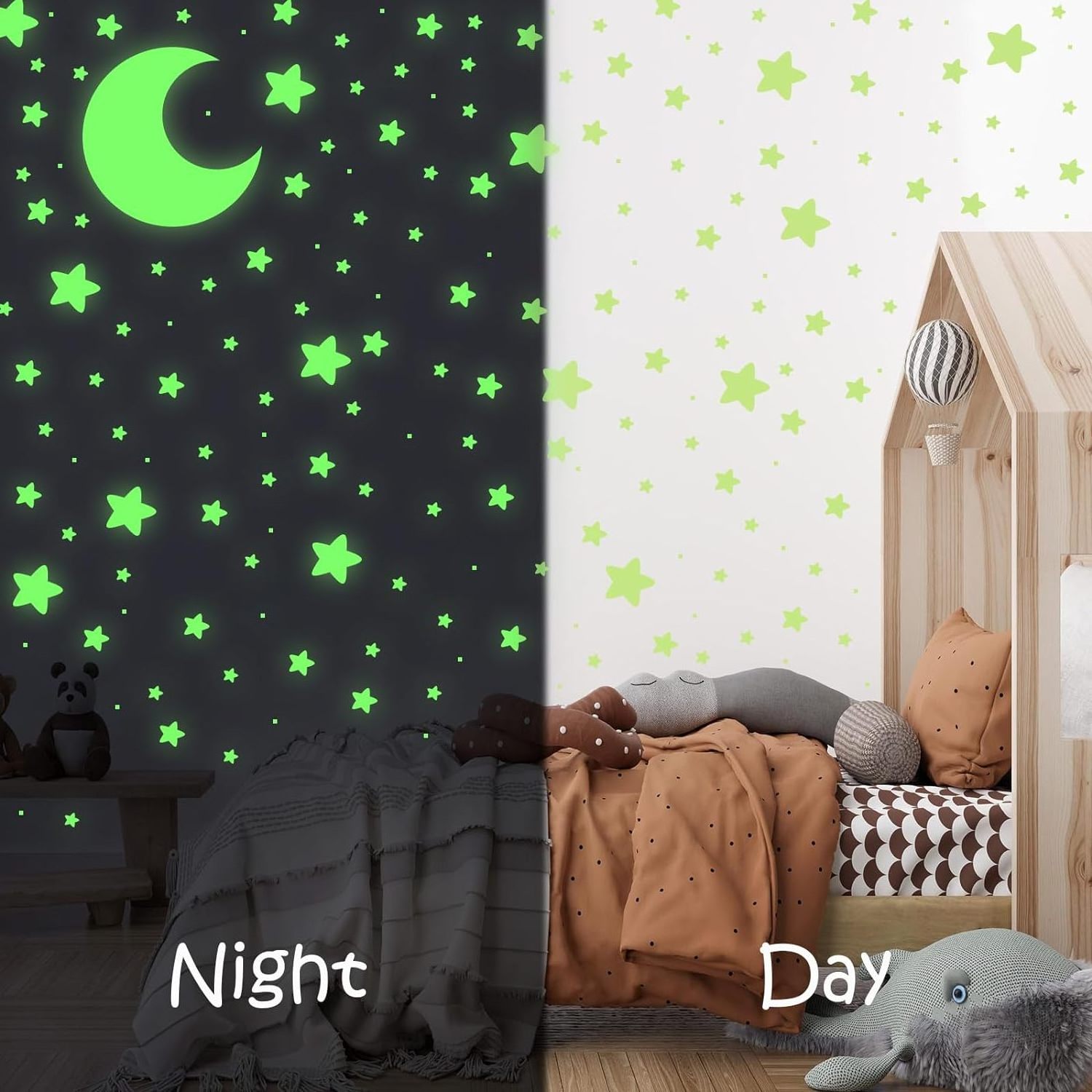 Myway 456Pcs Glow in The Dark Moon Decals Home Decoration Stars Shining Decoration Glowing Ceiling Wall Stickers