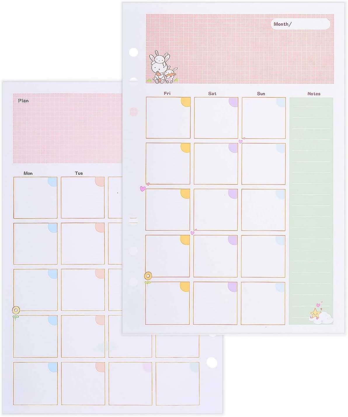 Loose Leaf Binder A5 90 Pages Undated Daily Monthly To Do List Planner Paper Refill Calendar Inserts for Refillable Journal