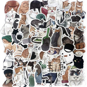 Kawaii Cat Pet Meme Stickers ,Pack 54pcs No Repeat, Anime Water Bottle Skateboard Motorcycle Bike Laptop Custom Laptop Stickers