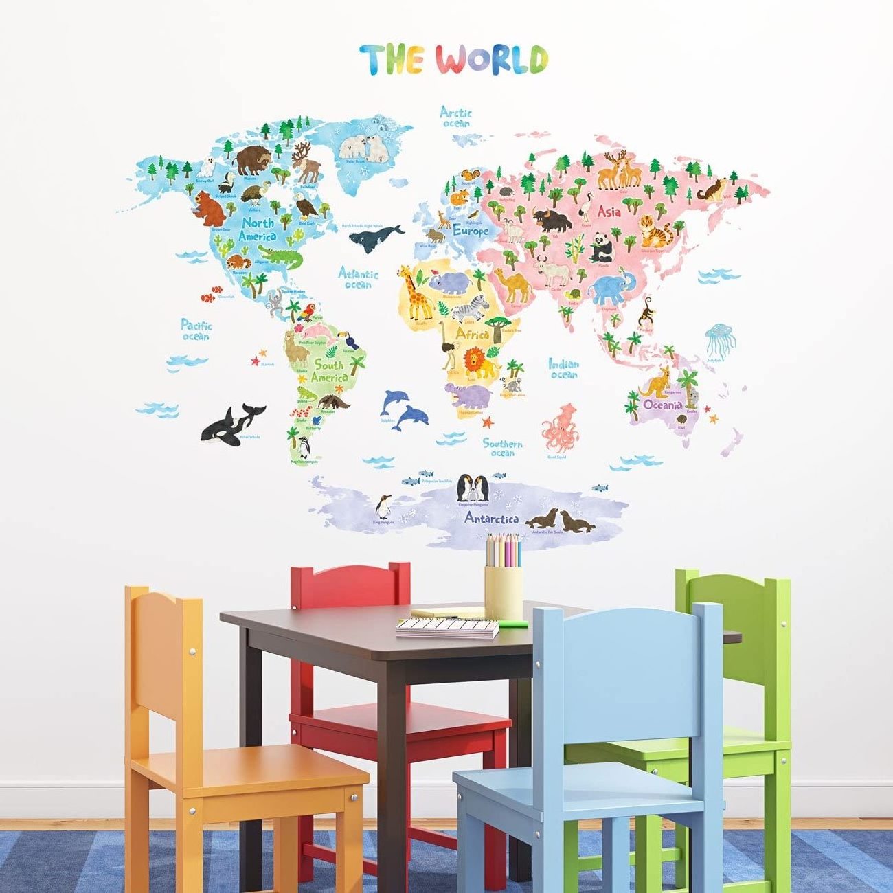 Myway world map wall sticker decoration vinyl wall stickers world map for kids