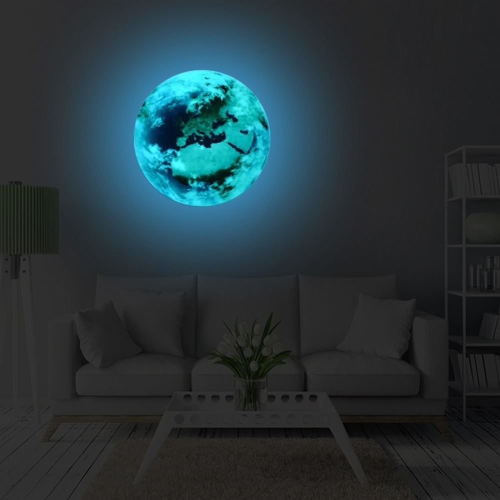 30*30 CM Luminous Moon 3D Wall Sticker for kids Room Living Room Bedroom Decoration Home Decals Glow in the Dark Stickers