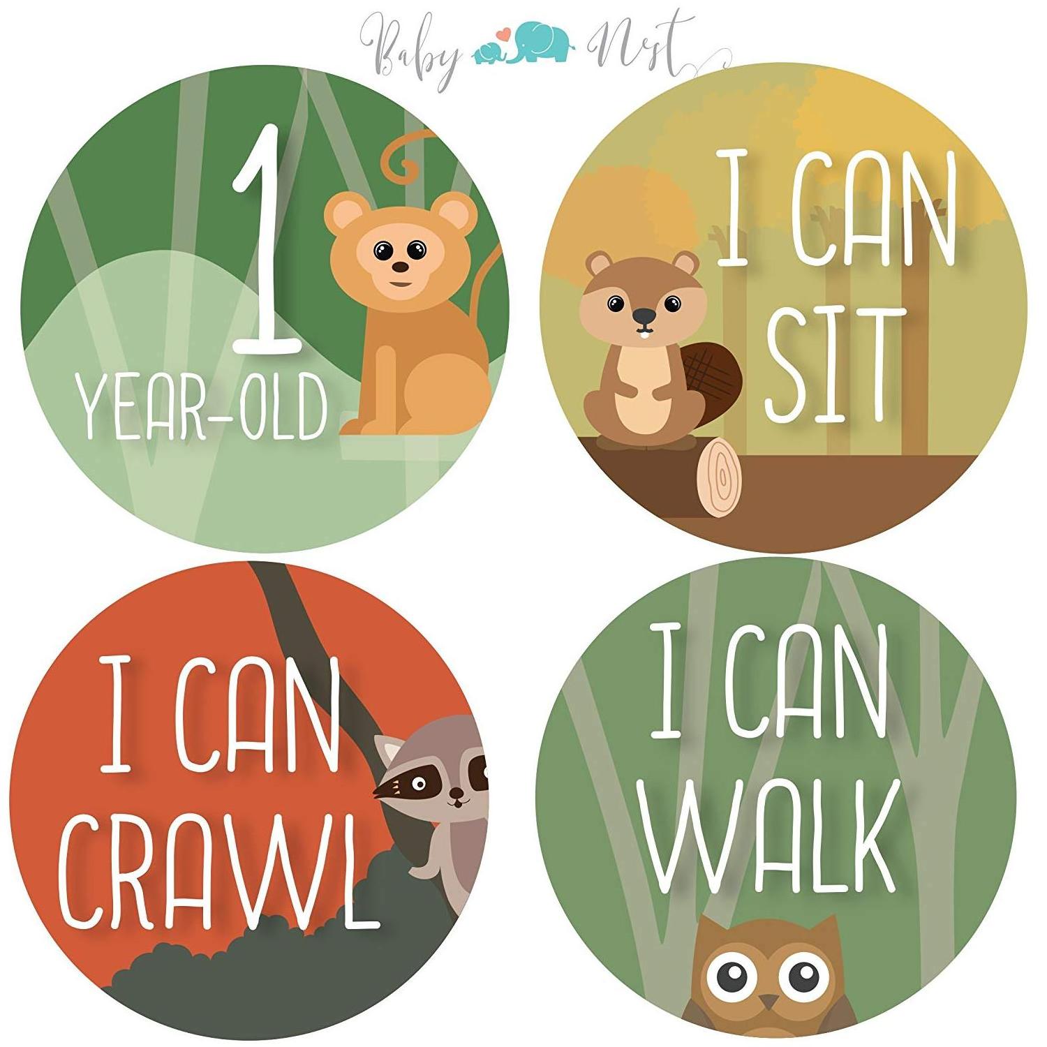 Myway Months Belly Decals Cartoon Style Animals Baby Milestone Stickers