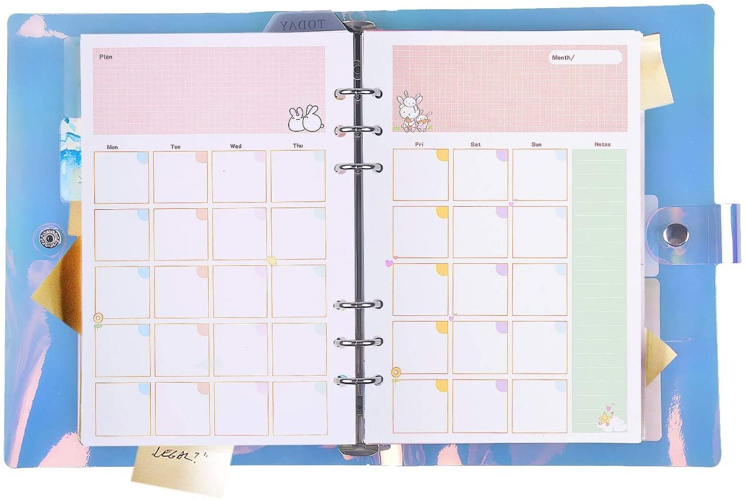 Loose Leaf Binder A5 90 Pages Undated Daily Monthly To Do List Planner Paper Refill Calendar Inserts for Refillable Journal