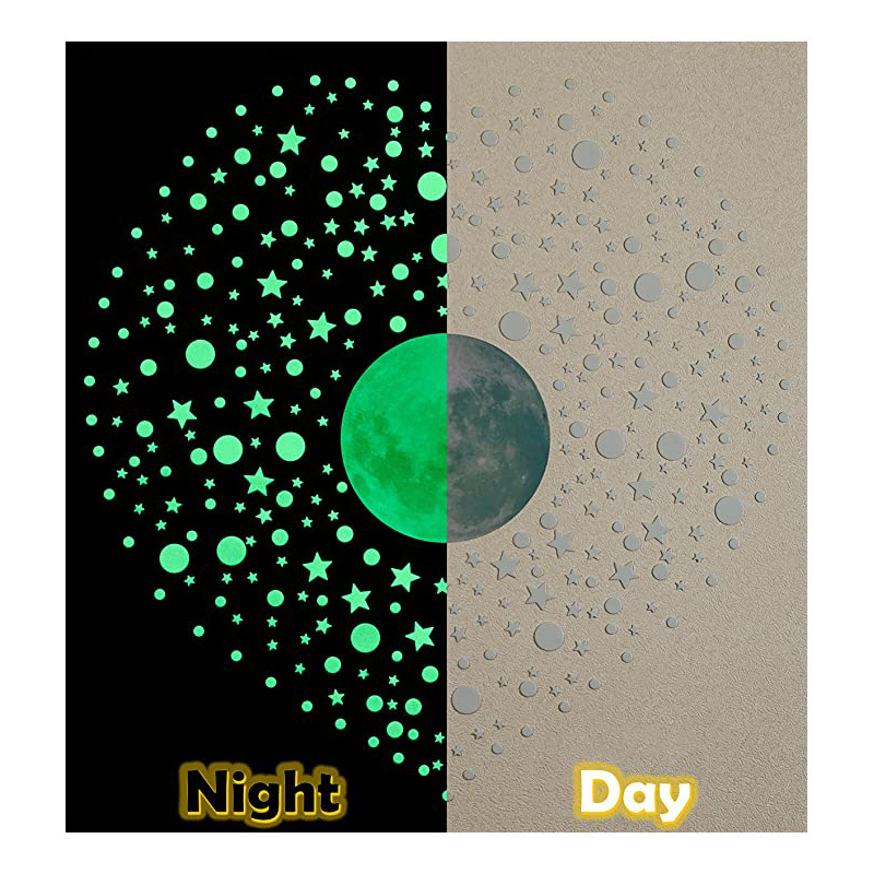 3D Puffy Luminous Glow in the Dark Stars and Moon Wall Stickers Set Sticker for Kids Room Walls Custom