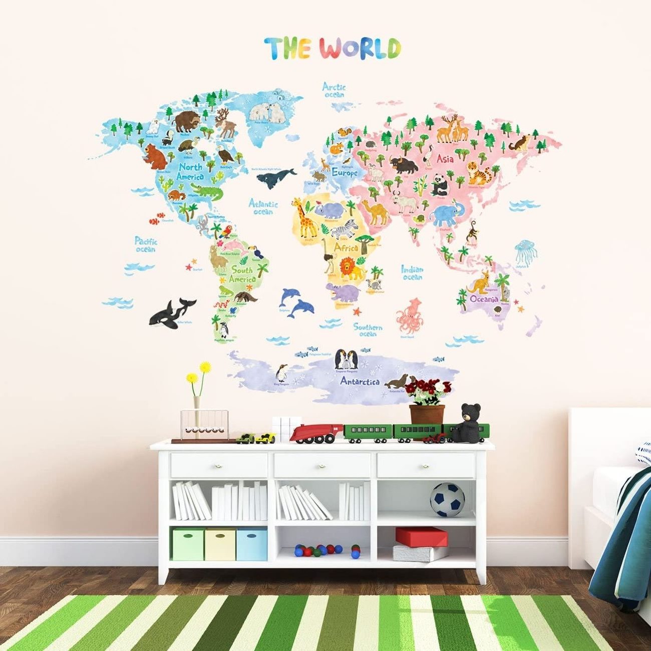 Myway world map wall sticker decoration vinyl wall stickers world map for kids