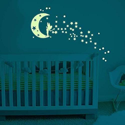 Moon Glow in The Dark Wall Stickers Vinyl Luminous Wall Decals for Nursery Kid's Room DIY Home Decor Mural Decoration