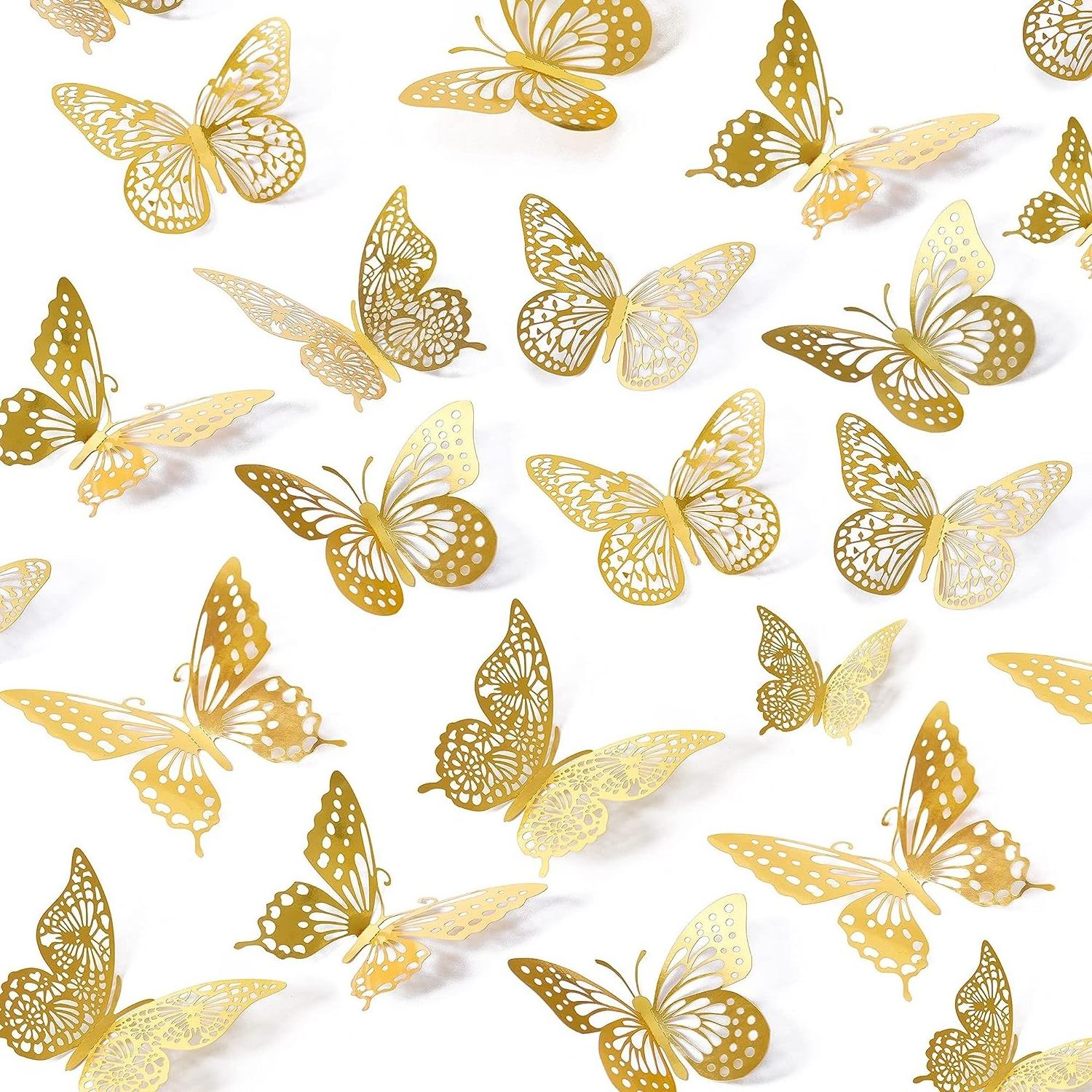 3D Metallic butterfly wall decor 3d butterfly removable wall stickers party decorations