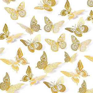 3D Metallic butterfly wall decor 3d butterfly removable wall stickers party decorations