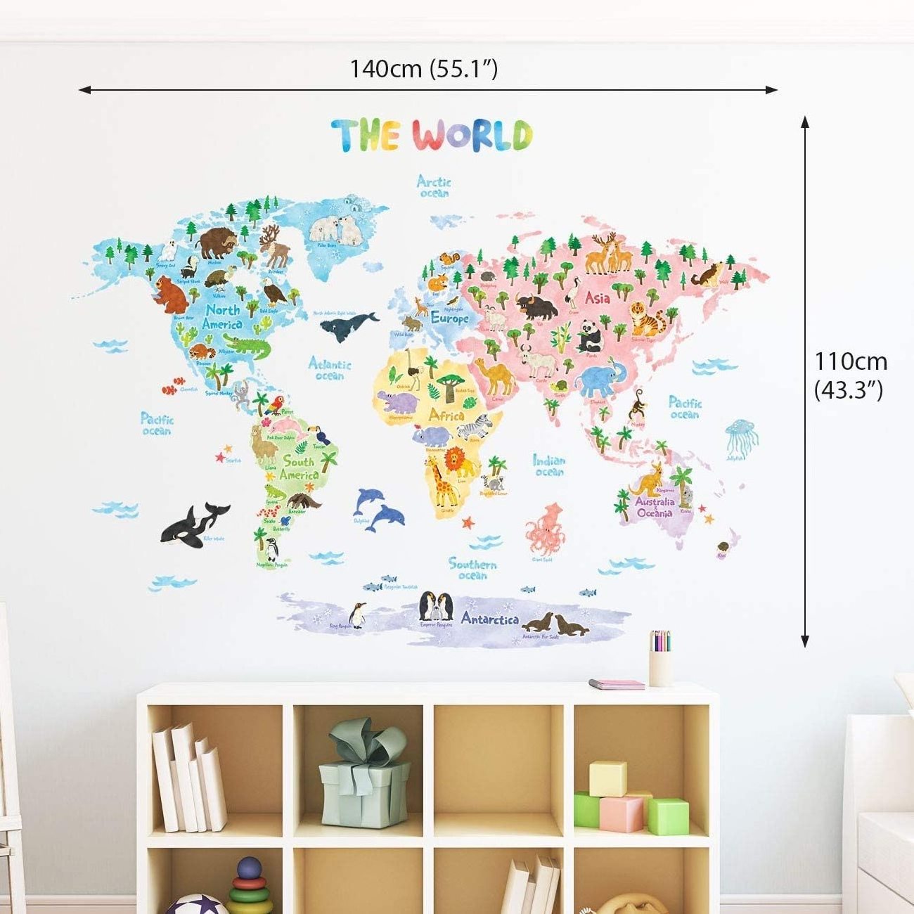 Myway world map wall sticker decoration vinyl wall stickers world map for kids