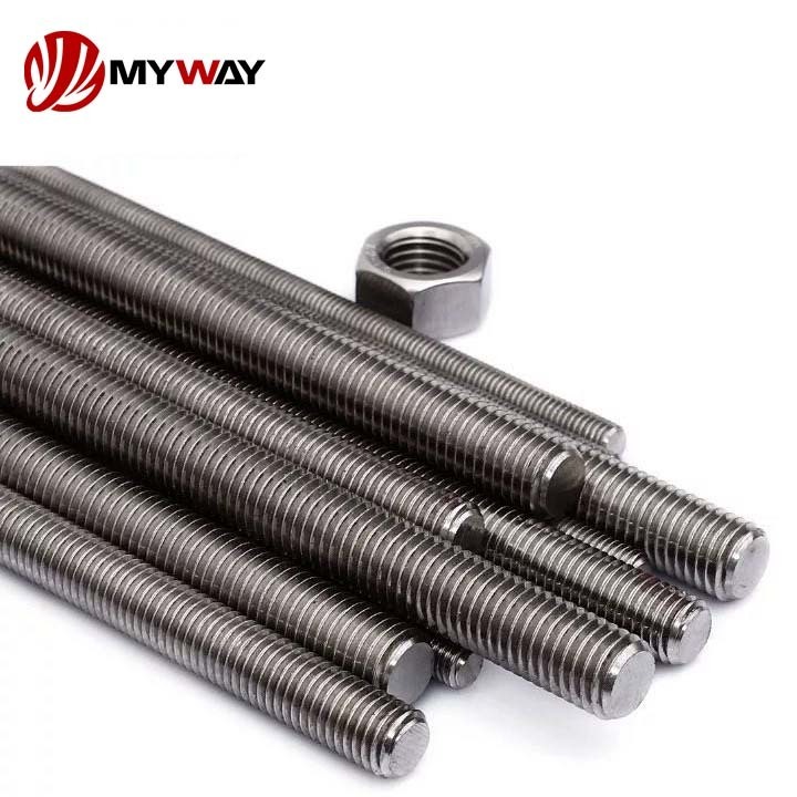 DIN 975 DIN976 Stainless Steel 304 316 A2 A4 Galvanized Screw Threaded Rod Stud Bolt With Hex But And Washer