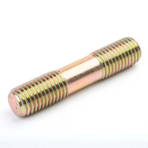 Color Zinc Plated Double Head Stud Bolt 8.8 10.9 12.9 Grade Yellow Zinc Threaded Rod Stud Bolt DIN938