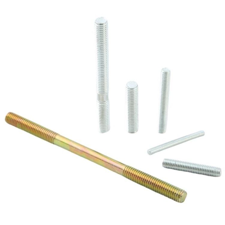 Color Zinc Plated Double Head Stud Bolt 8.8 10.9 12.9 Grade Yellow Zinc Threaded Rod Stud Bolt DIN938