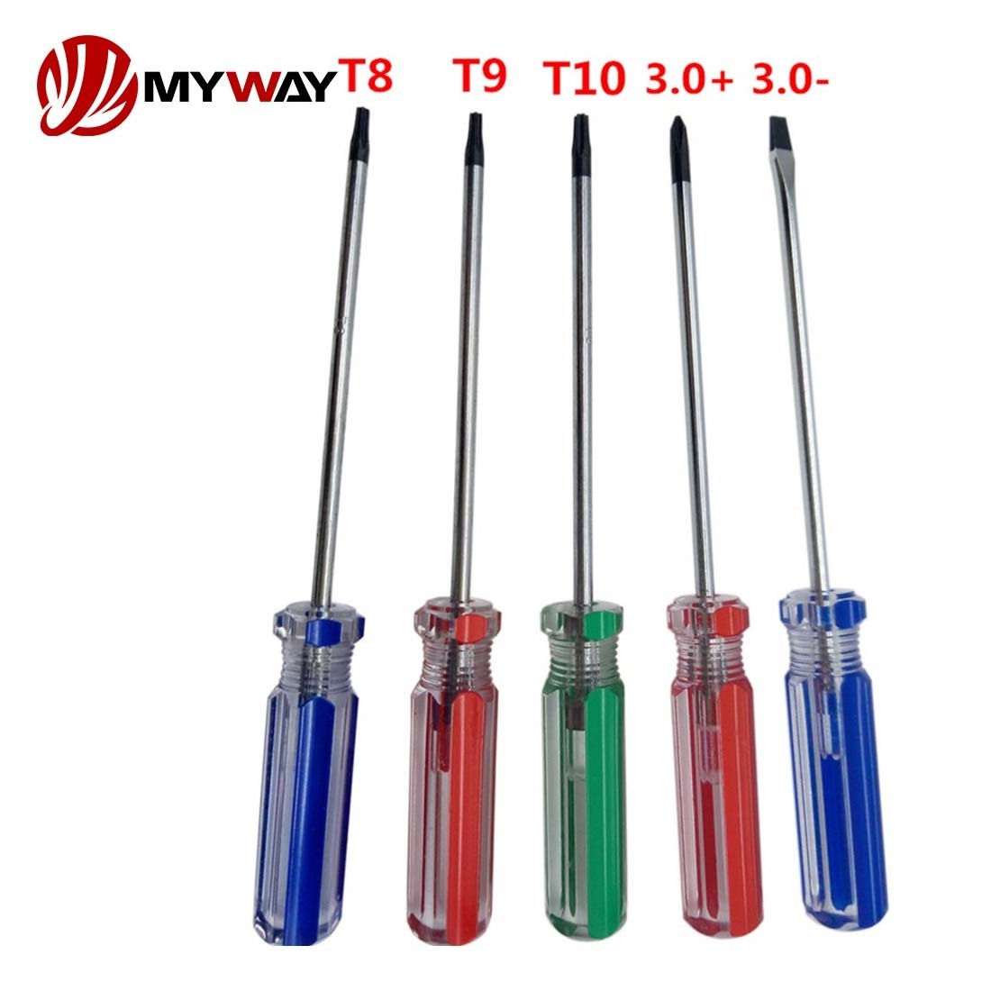 3.0MM Phillips Screwdriver Flat Tip Cross Slotted Shaped T8 T9 T10 T15 T20 T25 T27 T30 Torx Screw Driver With Crystal Handle