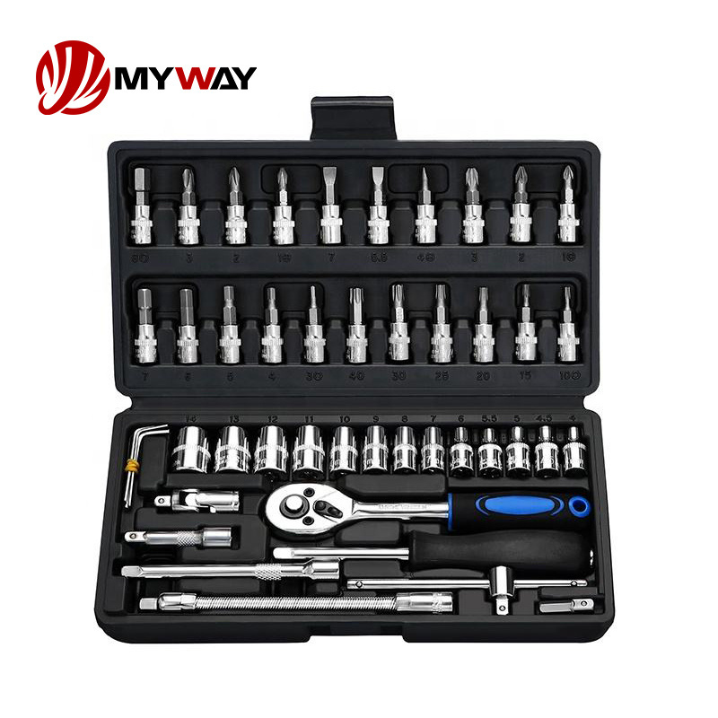 Custom 1/4 Inch Spanner Socket Sets 46pcs Ratchet Torque Wrenches Car Motorcycle Auto Repair Hand Tool Wrench Socket Set