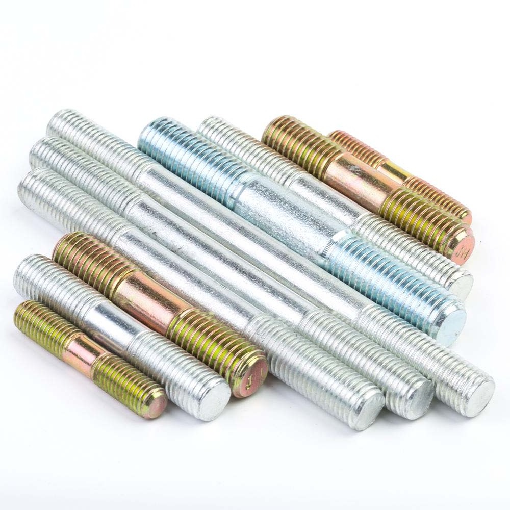 Color Zinc Plated Double Head Stud Bolt 8.8 10.9 12.9 Grade Yellow Zinc Threaded Rod Stud Bolt DIN938