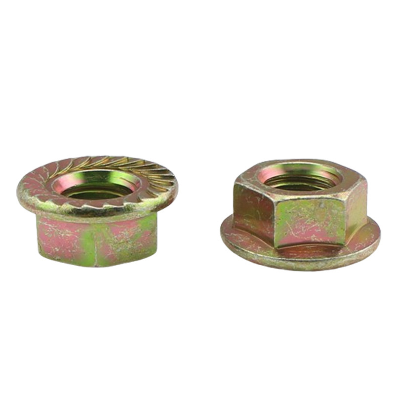 DIN6923 Yellow Zinc Plated Hex Flange Nut Hex Flange Cap Serrated Lock Nut