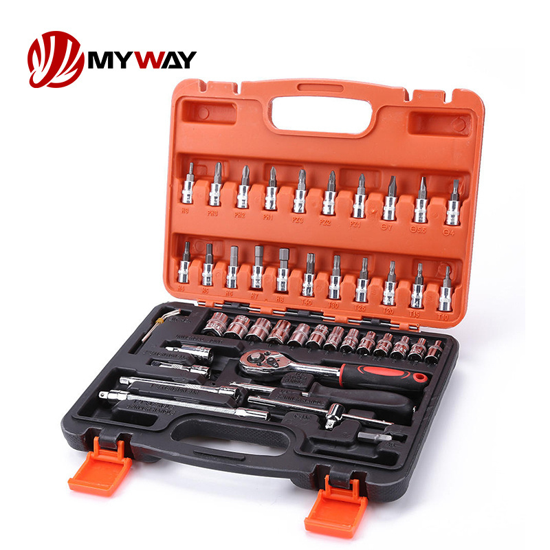 Custom 1/4 Inch Spanner Socket Sets 46pcs Ratchet Torque Wrenches Car Motorcycle Auto Repair Hand Tool Wrench Socket Set