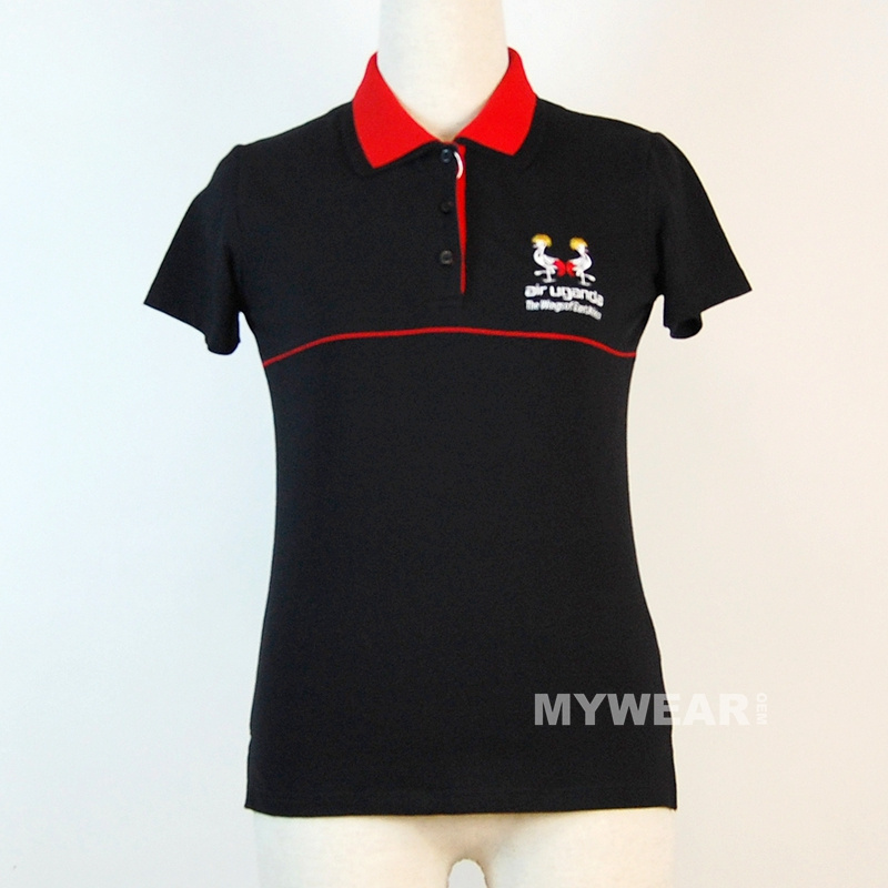 Custom black polo shirt red collar mens polos uniform wear printing or embroidery logo high quality fast shipping