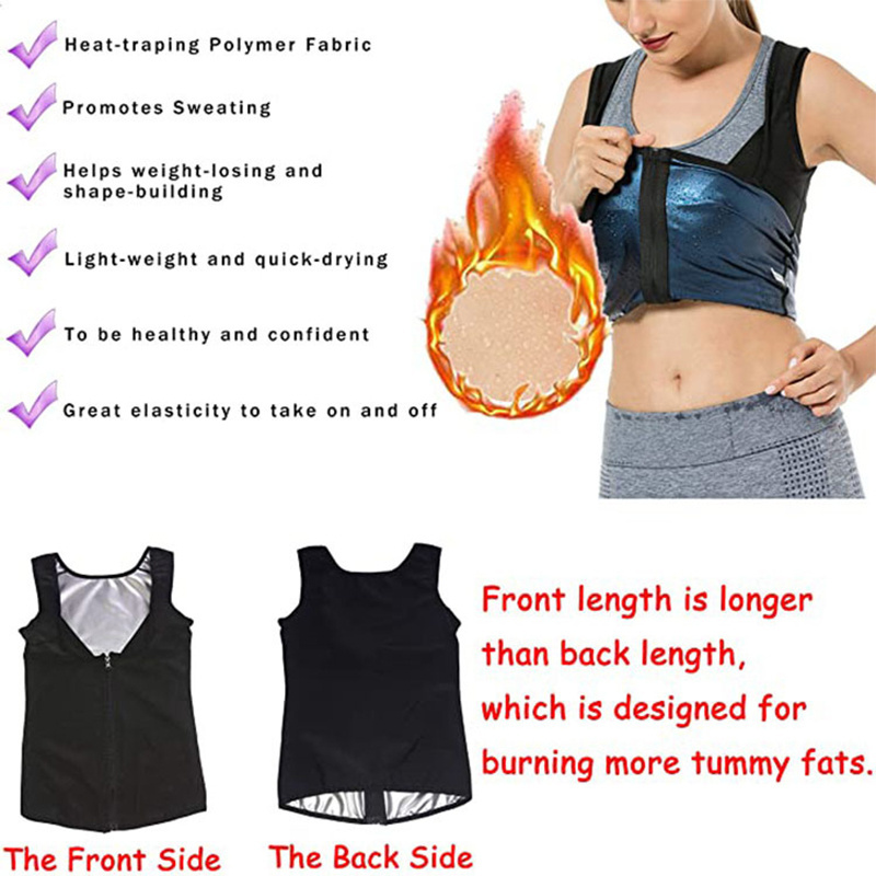 Women Men Shaper Body Shaper Workout Corset U-shaped Super Sweat Fat Burner Slimming Sweat Sauna Vest with Zipper