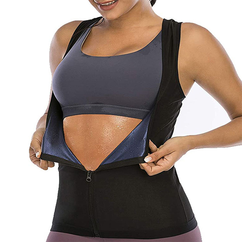 Women Men Shaper Body Shaper Workout Corset U-shaped Super Sweat Fat Burner Slimming Sweat Sauna Vest with Zipper