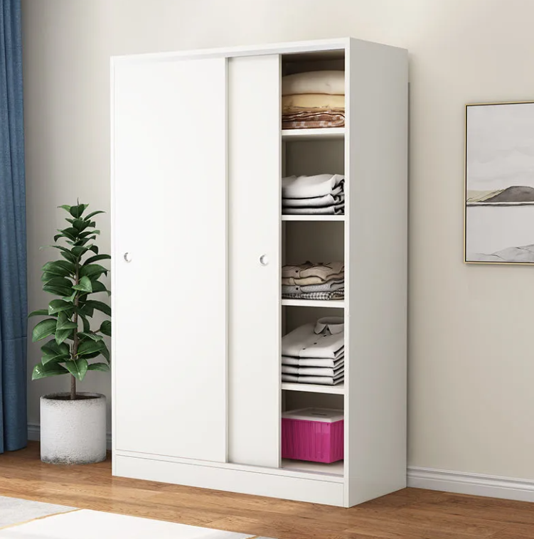 New Design Sliding Door Wooden Modern White Wardrobe Simple Wardrobe Bedroom Furniture