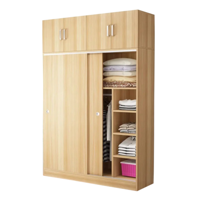 New Design Sliding Door Wooden Modern White Wardrobe Simple Wardrobe Bedroom Furniture