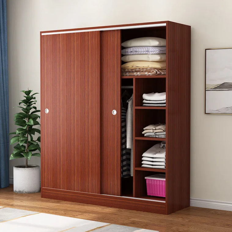 New Design Sliding Door Wooden Modern White Wardrobe Simple Wardrobe Bedroom Furniture