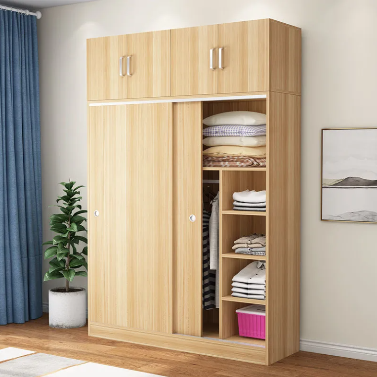 New Design Sliding Door Wooden Modern White Wardrobe Simple Wardrobe Bedroom Furniture