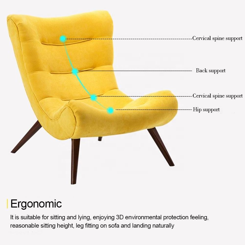 Modern wooden leg single person sofa chair living room furniture luxury lounge chair snail chair with foot pedals lazy sofa