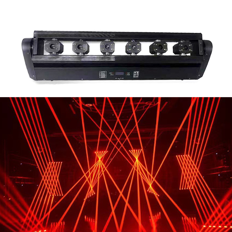 Stage lighting DJ disco lasers show stage lazer 6 eyes single red beam light laser moving 6 head laser bar stage light