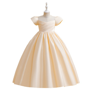 Customized little queen flower girl dress baby party clothing kids dresses winter white maxi dress