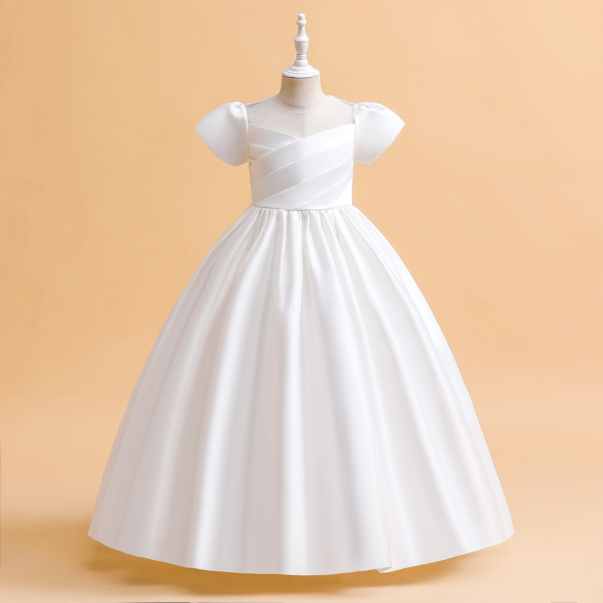 Customized little queen flower girl dress baby party clothing kids dresses winter white maxi dress