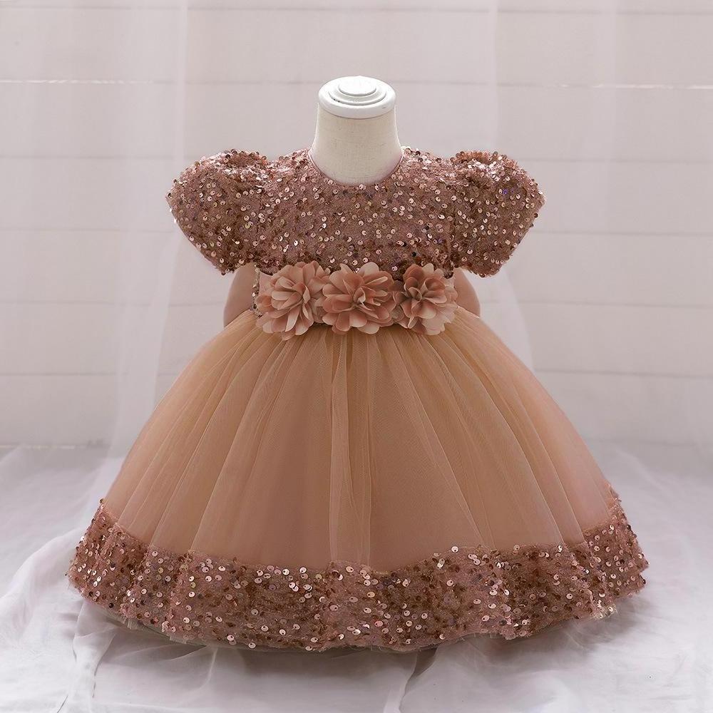 green emerald velvet dress Rose Gold Gigi Flower Girl Dress – Nicolette's Couture main image 1