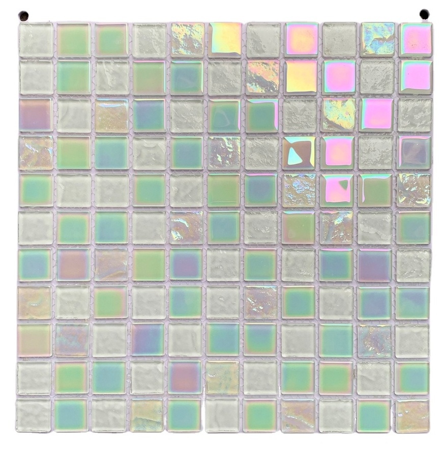 New Arrival Stone Look Stock Clearance Strip Silver Metal Mixed Glass Mosaic Tile