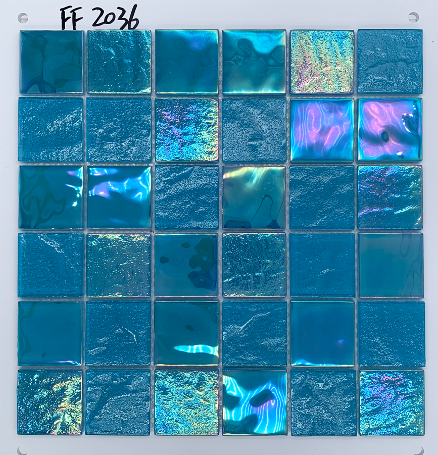 Good Quality Wholesale Price Mosaic Floor Tile 48x48 Home Decor Blue Swimming Pool Crystal Glass Mosaic Luxury Decoration Square