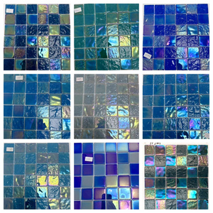 pure green swimming pool crystal glass mosaic tile mixed blue glass mosaic swimming pool floor tiles