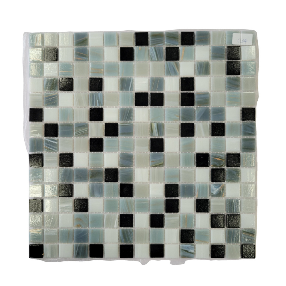 New Arrival Stone Look Stock Clearance Strip Silver Metal Mixed Glass Mosaic Tile